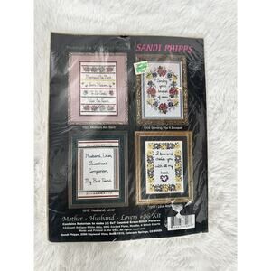 NEW SANDI PHIPPS MOTHER HUSBAND LOVER FOUR 5x7" COUNTED CROSS STITCH KITS SS02